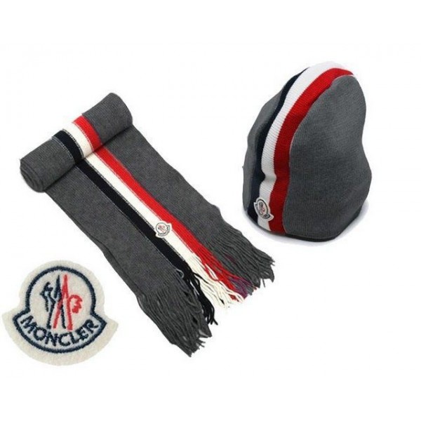 Moncler lana grigio caldo cappello e sciarpa 2013 Inverno uscita